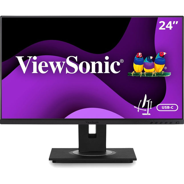 ViewSonic VG2456 24 Inch 1080p Monitor with USB C 3.2, Docking Built-In Gigabit Ethernet and 40 Degree Tilt Ergonomics for Home and Office