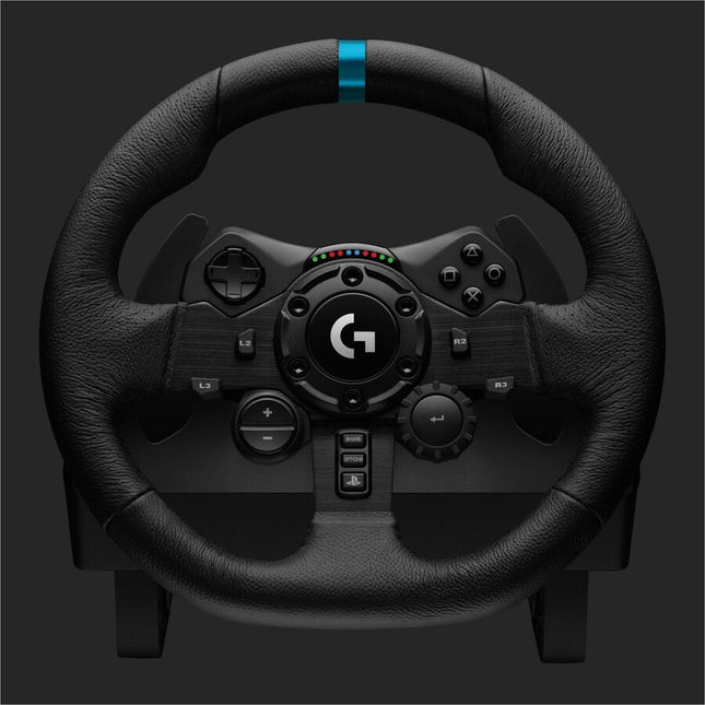 Logitech G923 Gaming Pedal/Steering Wheel - Cable - USB - PC, PlayStation 4, PlayStation 5, PlayStation - Black