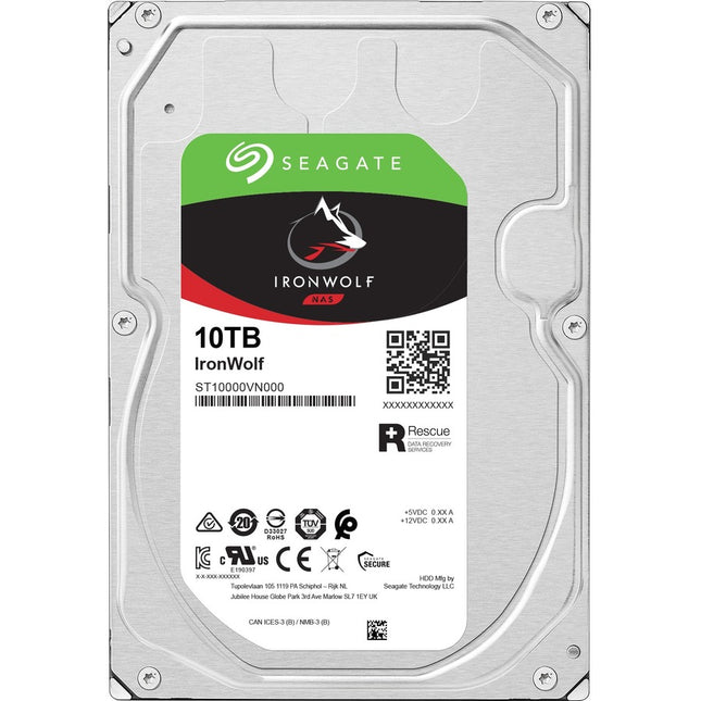 Seagate IronWolf ST10000VN000 10 TB Hard Drive - 3.5\" Internal - SATA (SATA/600) - Conventional Magnetic Recording (CMR) Method