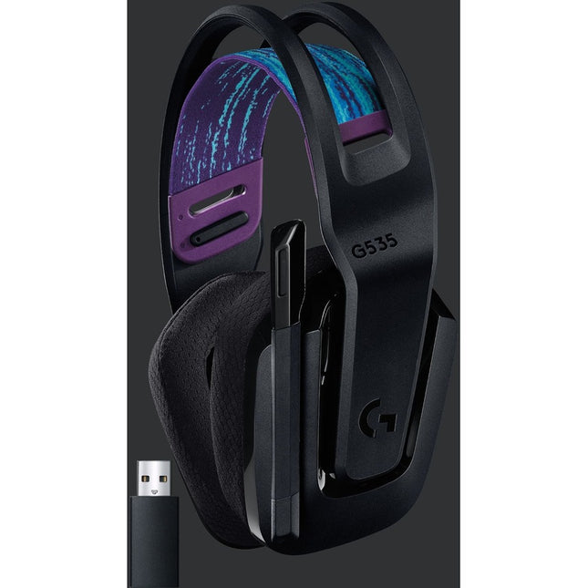 Logitech G535 Gaming Headset - Stereo - USB - Wireless - 39.4 ft - 36 Ohm - 20 Hz - 20 kHz - On-ear - Binaural - Ear-cup - Uni-directional Microphone - Black