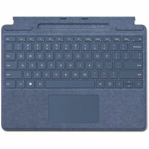 Microsoft Surface Pro Signature Keyboard - Cable Connectivity - Proprietary Interface Multimedia, Screen Brightness Hot Key(s) - English - QWERTY Layout - Tablet - TouchPad - Mechanical Keyswitch - Sapphire