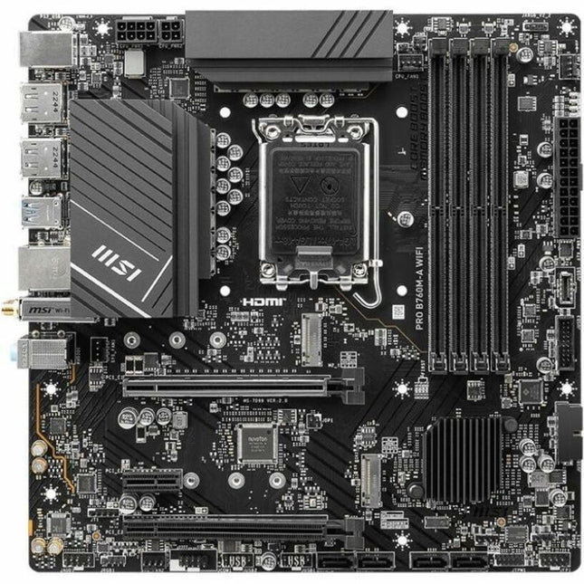 MSI PRO B760M-A WIFI Gaming Desktop Motherboard - Intel B760 Chipset - Socket LGA-1700 - Micro ATX Pentium, Core, Celeron Processor Supported