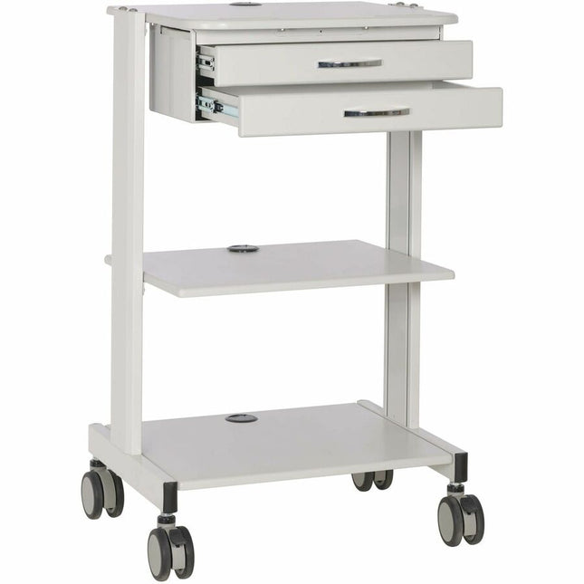 Tripp Lite Mobile Workstation with 2x Adjustable Shelves 2x Metal Drawers Locking Casters TAA - 2 Shelf - 2 Drawer - 44.09 lb Capacity - 4 Casters - 4\" Caster Size - Steel, Wood, Metal - 25.9\" Width x 23.8\" Depth x 43\" Height - Ivory - TAA Compliant