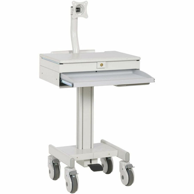 Tripp Lite by Eaton Mobile Workstation with Monitor Arm, Casters, Locking Drawer, TAA - 15.41 lb Capacity - 4 Casters - 4\" Caster Size - Wood, Steel - 60\" Width x 21.6\" Depth x 49.6\" Height - Ivory - TAA Compliant