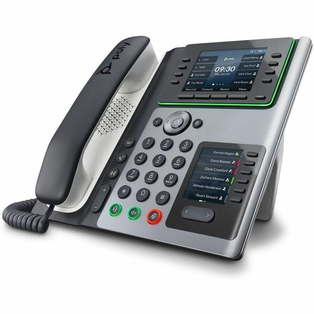 Poly Edge E450 IP Phone - Corded - Corded/Cordless - Wi-Fi, Bluetooth - Desktop - Black - VoIP - IEEE 802.11a/b/g/n/ac - 2 x Network (RJ-45) - PoE Ports