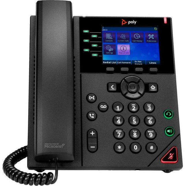 Poly OBI VVX 350 IP Phone - Corded - Corded - Desktop, Wall Mountable - Black - TAA Compliant - VoIP - 2 x Network (RJ-45) - PoE Ports