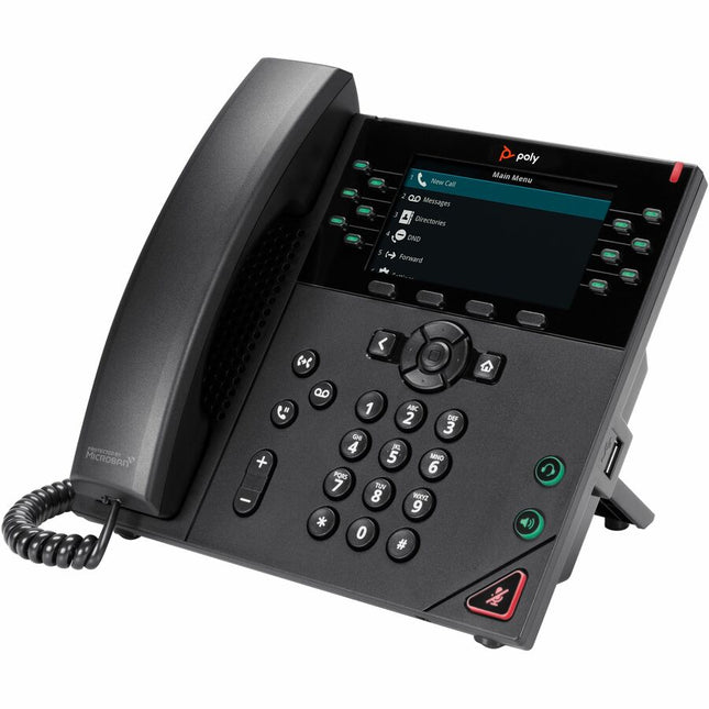 Poly VVX 450 IP Phone - Corded - Corded - Wall Mountable, Desktop - Black - VoIP - 2 x Network (RJ-45) - PoE Ports