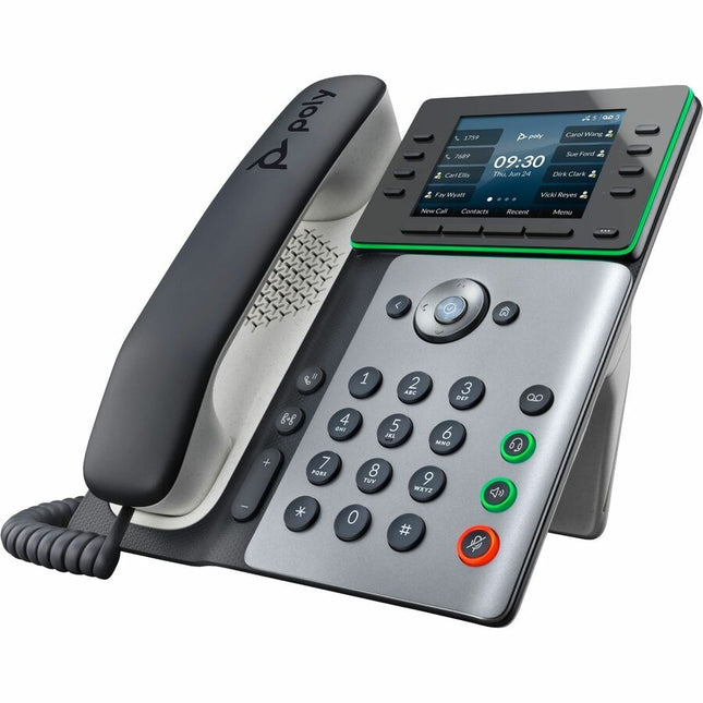 Poly Edge E350 IP Phone - Corded - Corded/Cordless - Wi-Fi, Bluetooth - Desktop, Wall Mountable - Black - TAA Compliant - VoIP - IEEE 802.11a/b/g/n/ac - 2 x Network (RJ-45) - PoE Ports