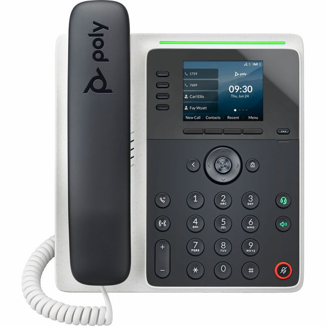 Poly Edge E220 IP Phone - Corded - Corded - Bluetooth - Desktop, Wall Mountable - Black - VoIP - 2 x Network (RJ-45) - PoE Ports