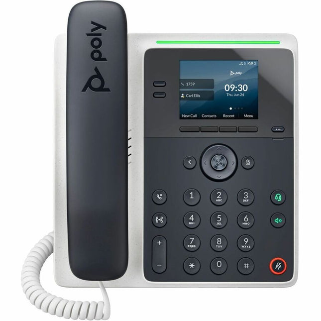 Poly Edge E100 IP Phone - Corded - Corded - Desktop, Wall Mountable - Black - VoIP - 2 x Network (RJ-45) - PoE Ports