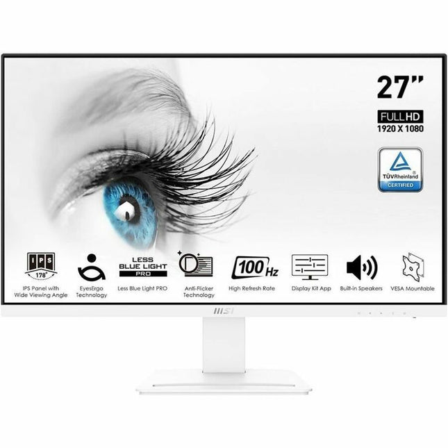 MSI Pro MP273AW 27\" Class Full HD LCD Monitor - 16:9 - 27\" Viewable - In-plane Switching (IPS) Technology - 1920 x 1080 - 16.7 Million Colors - Adaptive Sync - 300 Nit - 1 ms - 100 Hz Refresh Rate - HDMI - VGA - DisplayPort