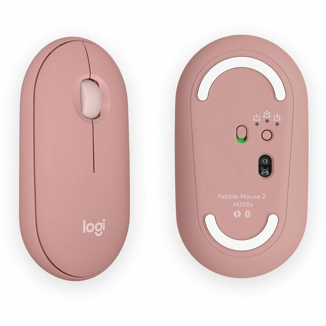 Logitech Pebble 2 M350s Mouse - Optical - Wireless - Bluetooth - Tonal Rose - 4000 dpi - Scroll Wheel - 3 Button(s) - Symmetrical