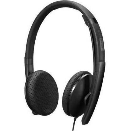 Lenovo Wired VoIP Headset (Teams) - Stereo - USB Type C - Wired - 2.2 Kilo Ohm - 20 Hz - 20 kHz - Over-the-head - Binaural - Ear-cup - 5.86 ft Cable - Noise Cancelling Microphone - Black