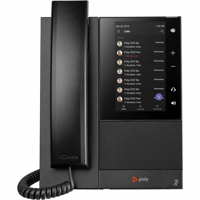 Poly CCX 500 IP Phone - Corded - Corded/Cordless - Bluetooth - Desktop, Wall Mountable - Black - TAA Compliant - 24 x Total Line - VoIP - 5\" LCD - 2 x Network (RJ-45) - PoE Ports