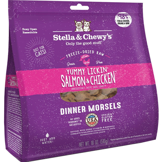 Stella and Chewys Cat Freeze-Dried Dinner Yummy Salmon and Chicken 18Oz