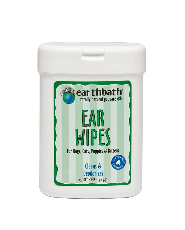 Earthbath Ear Wipes with Witch Hazel for Dogs; Cats; Puppies; and Kittens; Fragrance Free 25ct