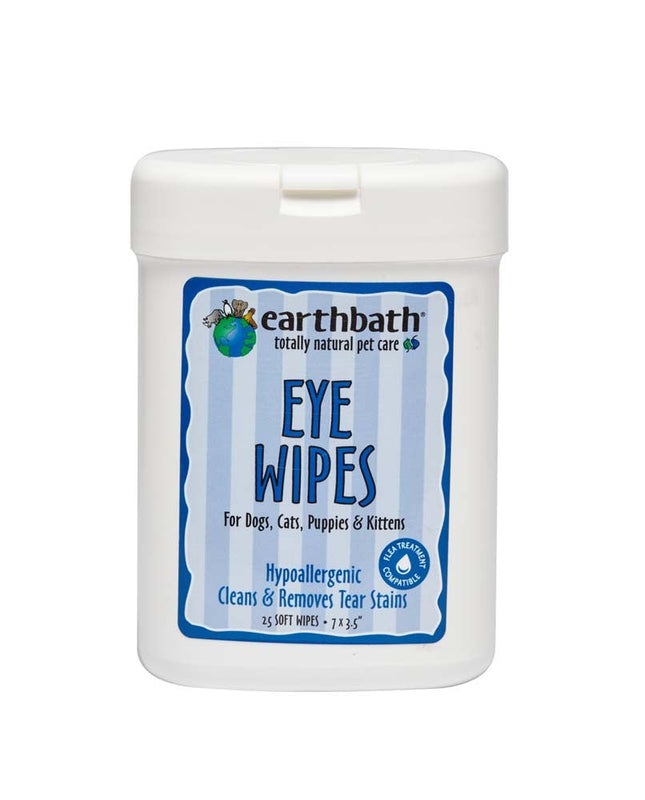 Earthbath Eye Wipes for Dogs; Cats; Puppies; and Kittens; Fragrance Free 25ct