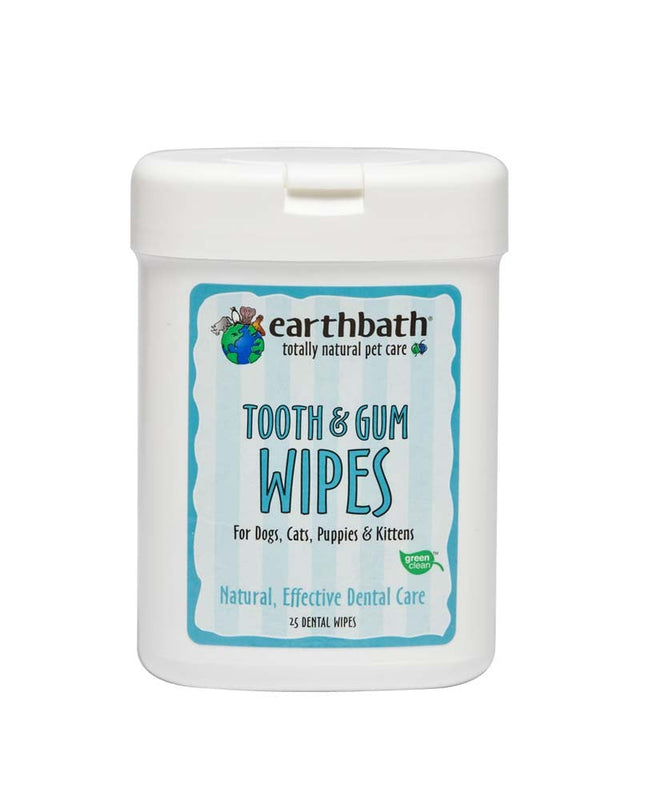 Earthbath Tooth and Gum Wipes for Dogs; Cats; Puppies; and Kittens 25ct