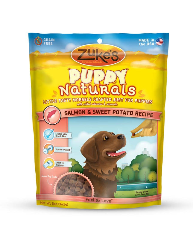 Zukes Puppy Naturals Grain Free Salmon and Chickpea Dog Treats 5 Oz