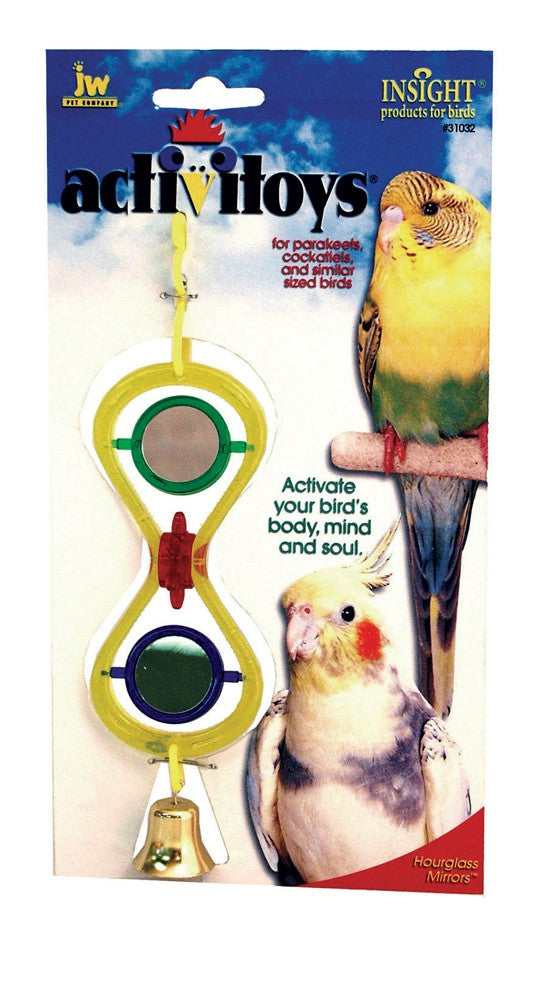 JW Pet ActiviToy Hour Glass Mirror Bird Toy Multi-Color Small Medium