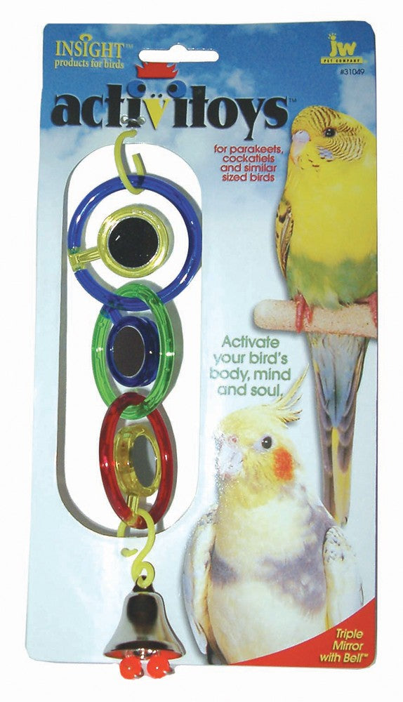 JW Pet ActiviToy Triple Mirror Bird Toy Multi-Color Small Medium