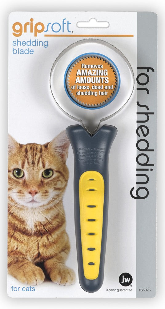 Jw Pet Gripsoft Cat Shedding Blade Gray, Yellow One Size