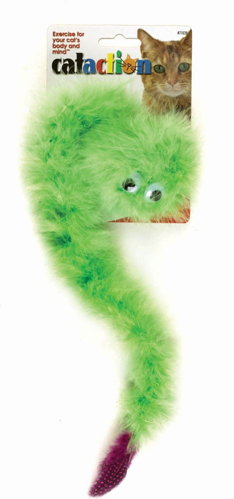 JW Pet Featherlite Catnip Boa Squeaky Cat Toy Green One Size