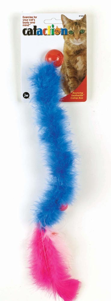 JW Pet Featherlite Catnip Boa Bouncing Cat Toy Blue One Size