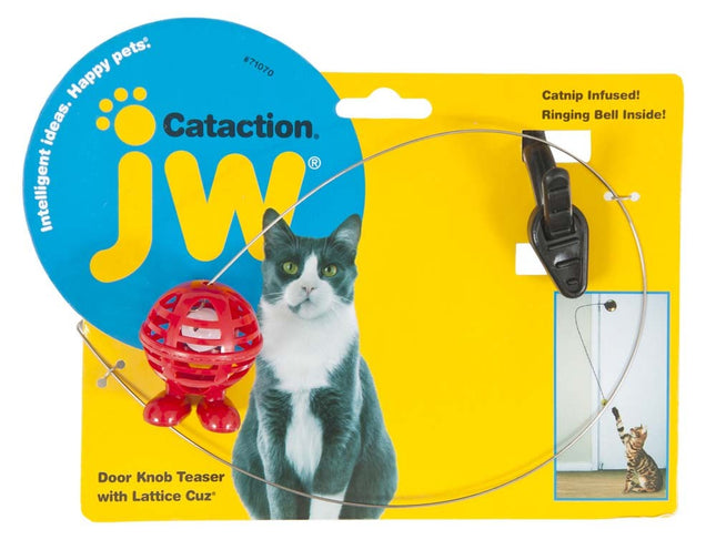 JW Pet Cataction Doorknob Teaser With Cuz Cat Toy Multi-Color One Size