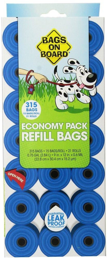 Bags on Board Waste Pick-up Bags Refill Blue 315 Count