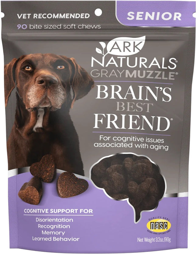 Ark Naturals Gray Muzzle Memory Health Senior Dog Treats, 3.17-Oz Bag, 90 Count