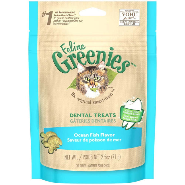 Greenies Feline Dental Treats For Cats Ocean Fish Flavor 2.5 Oz.