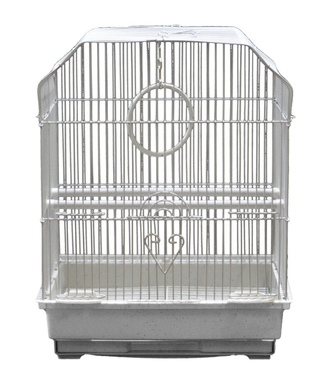 A and E Cages Ornate Top Bird Cage in Retail Box White 14 Inches