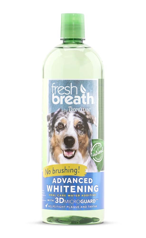 TropiClean Fresh Breath Advanced Whitening Oral Care Water Additive for Dogs 33.8 fl. oz