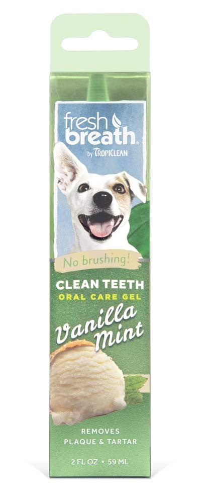 TropiClean Fresh Breath Vanilla Mint Clean Teeth Oral Care Gel For Dogs 2 oz