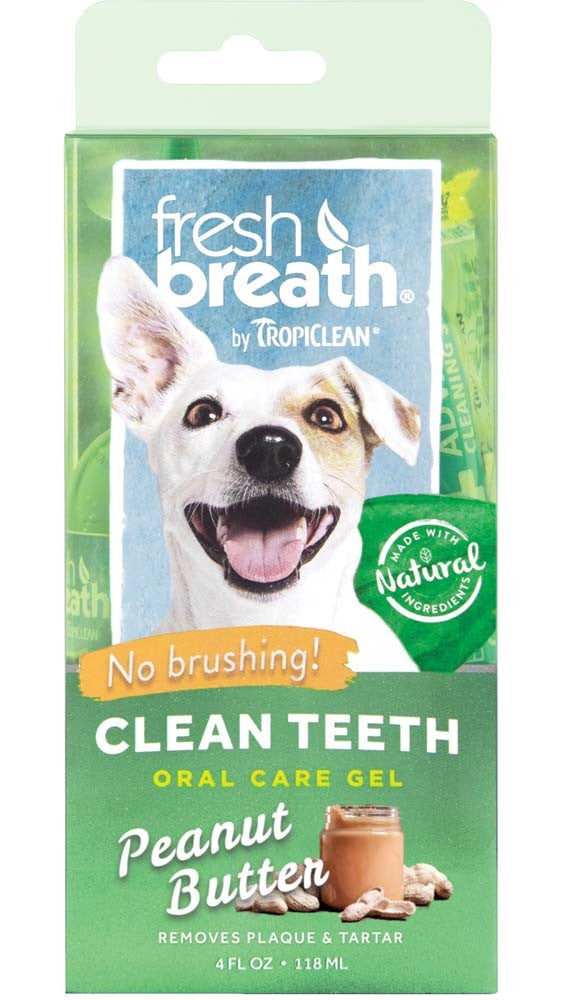 TropiClean Fresh Breath Peanut Butter Clean Teeth Oral Care Gel For Dogs 4 oz