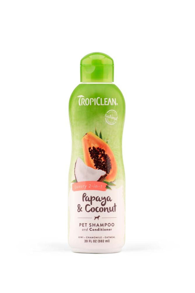 TropiClean Papaya and Coconut Luxury 2-in-1 Shampoo and Conditioner for Pets 20 fl. oz