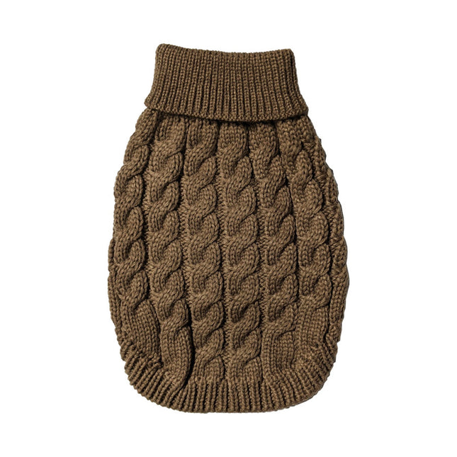 Fashion Pet Cosmo Chunky Cable Sweater Brown Extra Small