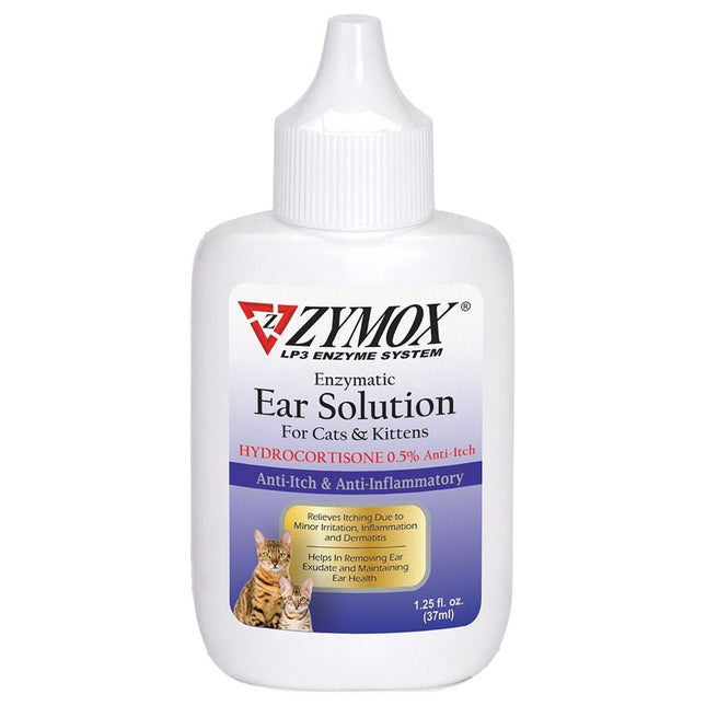 Zymox Enzymatic Ear Solution 0.5 Hydrocortisone for Cats  Kittens 1ea/1.25oz.