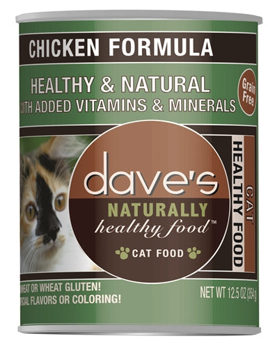 Daves Naturally Healthy Cat Food; Chicken Formula 12.5oz (Case Of 12)