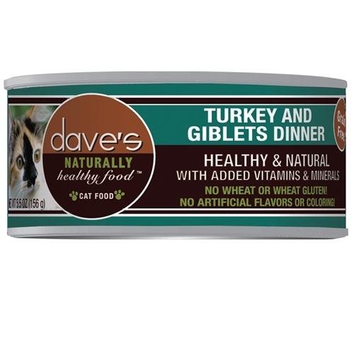 Daves Naturally Healthy Cat Food; Turkey and Giblets Dinner 5.5Oz (Case Of 24)