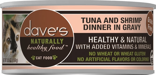 Daves Naturally Healthy Cat Food; Tuna and Shrimp Dinner In Gravy 5.5Oz (Case Of 24)