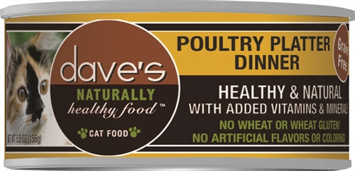 Daves Naturally Healthy Cat Food, Poultry Platter Dinner 5.5Oz (Case Of 24)