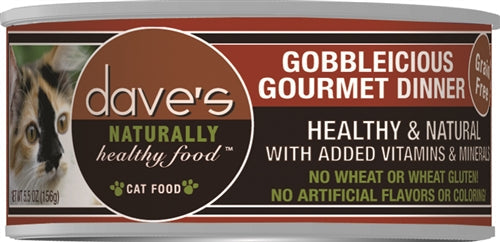 Daves Naturally Healthy Cat Food, Gobbleicious Gourmet Dinner 5.5Oz (Case Of 24)