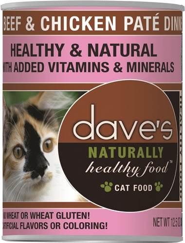 Daves Naturally Healthy Cat Food; Beef and Chicken 13.2Oz (Case Of 12)