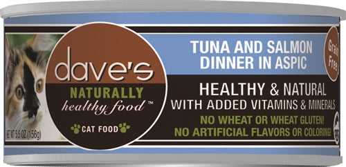 Daves Naturally Healthy Cat Food; Tuna and Salmon Dinner In Aspic 5.5Oz (Case Of 24)