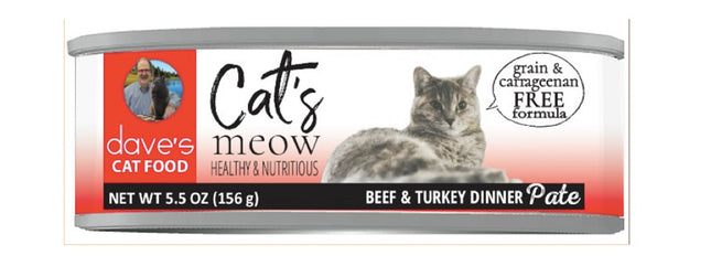 Daves Pet Cat?s Meow Beef and Turkey Dinner Pat? 5.5oz.