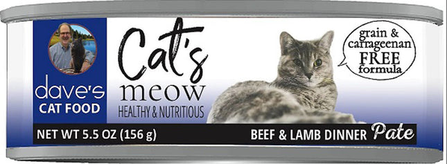 Daves Pet Cat?s Meow Beef and Lamb Dinner Pat? 5.5oz.