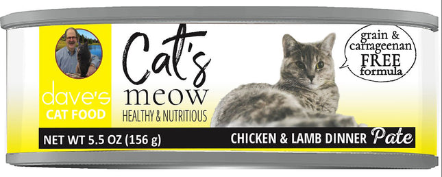 Daves Pet Cat?s Meow Chicken and Lamb Dinner Pat? 5.5oz.