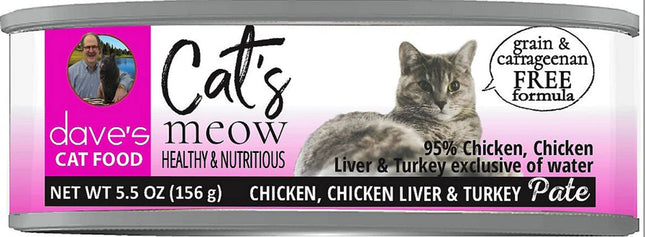 Daves Cat?s Meow 95% Chicken and Chicken Liver Pat? 5.5oz. (Case of 24)